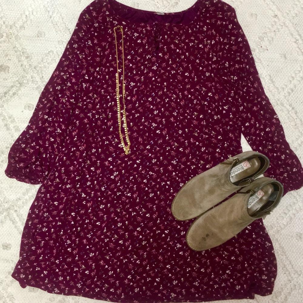 Purple Floral Tiered Boho Swing Dress